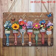 2D Flat Metal Tin Sign Christian Wall Art - 'Dear Self, Remember You Are...' - Bible Verse Paintbrush Floral Sign, 7.8 X 11.8 Inch Vintage Metal Decor For Home, Office, Or Church - Faith-Based Gift For Women, 2D Flat - 1PC - 查看 5