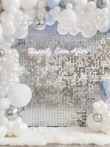 2 pièces Rideau de perles carré, décoration de fête, fournitures de fond pour anniversaire et mariage