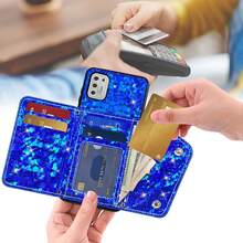 Asuwish Phone Case For Moto G Stylus 2021 4G Wallet Cover With Screen Protector And Credit Card Holder Stand Leather Bling Glitter Cell  GStylus 6.8 Stylo XT2115DL XT2115-1 Women Men Blue - 玫瑰金 - 查看 3