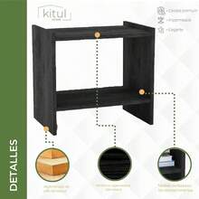 KITUL Set de 2 Mesitas de Noche Modernas – Burós Minimalistas de Madera con Estante de Almacenamiento, Mesas Auxiliares para Recámara, Sala, Sofá o Recibidor - Anáhuac - Ver 3