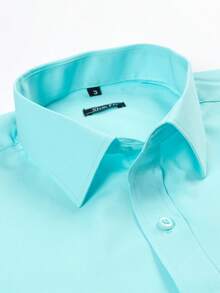 Rand paul Men's Slim Fit Long Sleeve Casual Elegant Microelastic Dress Shirt - 淺綠色 - 查看 2