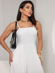 Women's Long Palazzo Jumpsuit VARIOUS COLORS Simple Backless / Backless Ruched Butterfly Knot Wedding Birthday Party - 離開 - 查看 3