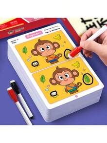 趣味益智拼图游戏卡 - 通过游戏提升注意力和学习能力 - 可重复使用的纸质设计，趣味探索不同的专注力思维训练卡，棋盘游戏卡（马克笔颜色混合），生日礼物，2025新年礼物，学习用品，节日礼物 - 彩色 - 查看 2