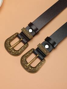 2pcs Women's 2.8cm Wide PU Leather Belt, Elegant Fashion Luxury Classic Versatile, Suitable For Dresses, Casual Pants