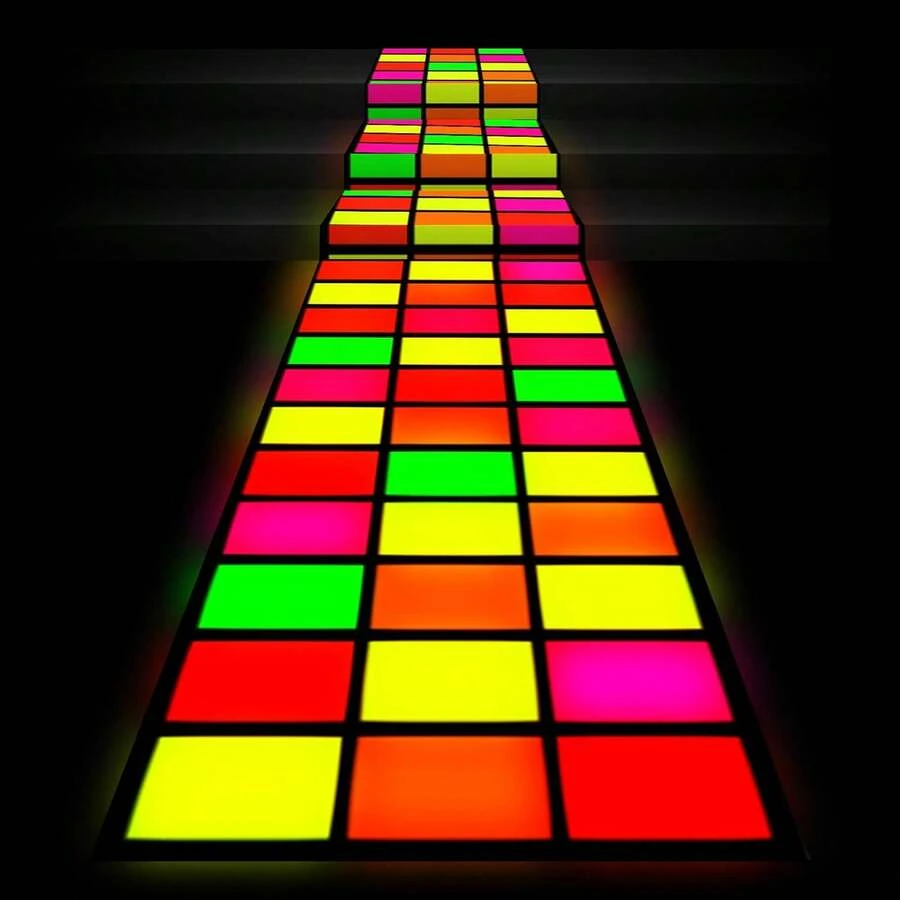 118 X 39 Inch Neon Light Up Dance Floor Glow In The Dark Runner UV Reactive Blacklight Floor Aisle Runner Decor Wall Props For 80s 90s Neon Birthday Party Decorations(Rectangle) - trò chơi nhảy ô vuông - Xem 1