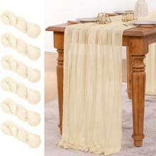 1/5/10/15pcs Cheesecloth Table Runner, Folded Tablecloth, Holiday Birthday Decorations Wedding Decorations Vacation House Decorations Party Room Table Decorations Beige Table Cover, Table Flag, Solid Color Table Cloth, Birthday Decorations Wedding Decorations Table Set, Party Decorations Table Skirt, Party Favors,Christmas Decoration