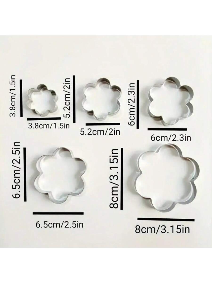 مجموعة 5 قطع، قاطع عجينة خبز البسكويت، قالب الفوند...