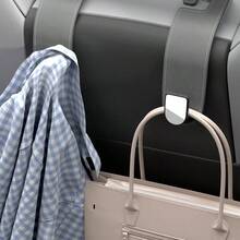 Ganchos para reposacabezas de coche, paquete de 2 ganchos de piel de microfibra para asientos traseros para monederos y bolsas, accesorios universales para organizador de coche negro - 2 piezas + gris - Ver 7