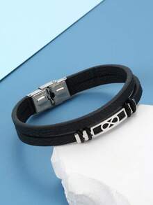 1pc Fashionable Men's Silver Infinity Symbol Decor Bracelet, Versatile For Daily Wear, Perfect Gift