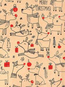 1pc 300x43cm Christmas Gift Wrapping Paper With Reindeer, Santa Claus, Christmas Tree Patterns, Gift Packaging Decoration Paper - Multicolor - View 10