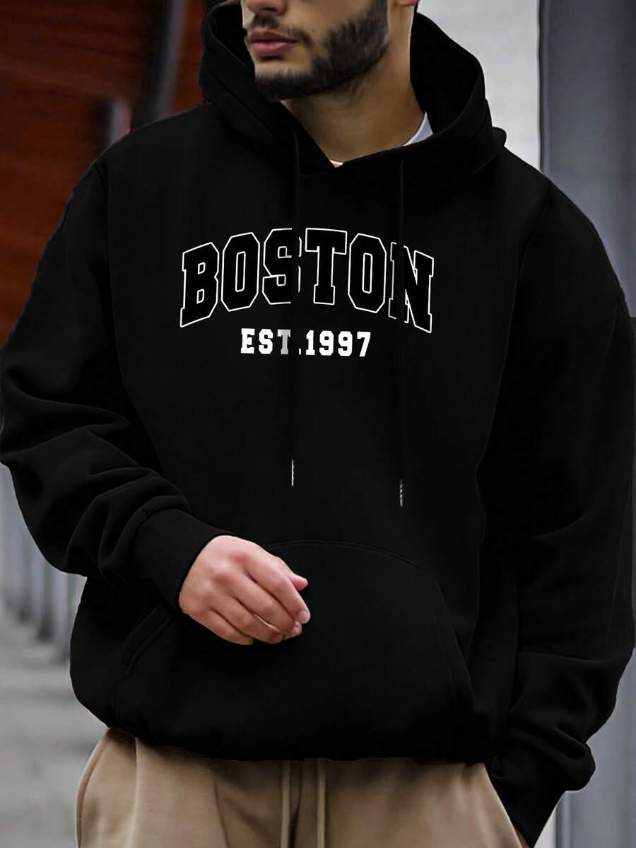 Counts Hoodie With Fleece For Men Casual And Versatile Fashionable And Sweater With Cap Men Size S-3XL - Black - View 1