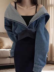 デニムトップス レディース ショート丈 フード付き 春夏秋冬 トップス 可愛い 上着 通勤 日常 ゆったり アウター ジージャン ｇジャン アウター デニムジャケット - ブルー - チェックする 1