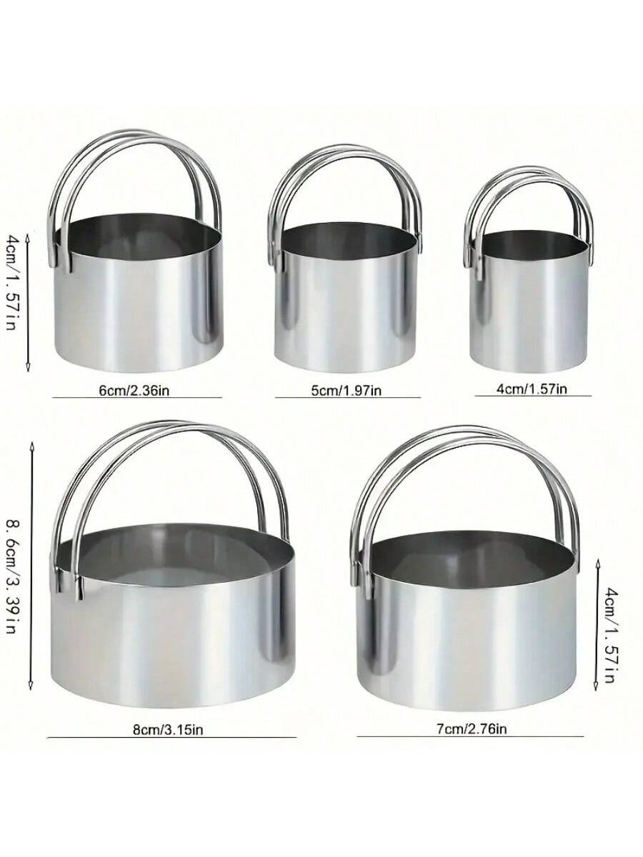 مجموعة 5 قطع، قاطع عجينة خبز البسكويت، قالب الفوند...