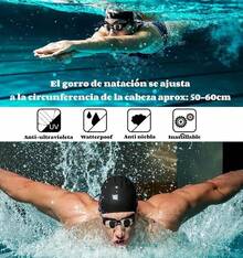 Traje De Baño Deportivo Mujer Natación + Gorra Y Goggles - Negro-XXL - Ver 2