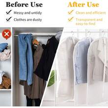 10pcs Protector de Ropa Colgante Transparente, Fundas de Ropa Cubre Polvo, Fundas Ropa Anti-Polvo y Transpirable, Bolsa de Ropa Colgante con Cremallera para Abrigos, Trajes, Vestidos,Vestidos de Noche - 1 - Ver 6