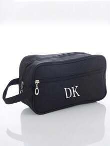 1pc Customized Men's Handbag, Travel Storage Bag, Double-Layer Handbag, Large Capacity Handbag, Embossed Name Handbag, Canvas Material, Fashion Versatile, Unisex Handbag, Suitable For Travel, Business