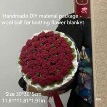 Paquete de material para hacer una manta de flores de rosa tejida a mano. Incluye bolas de lana, flores de ganchillo y manta de flores lilas. Rico en estilos. Puede hacerse junto con tu novia. Un gran regalo para tu novia.