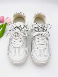 New Lacing Style Colorblock Shoelaces, White Flat Laces + Multi-Color Dotted Woven Shoelaces For Basketball Shoes, Canvas Shoes, Sneakers, Unisex