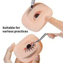2pcs Hyper-Realistic Eyelash Practice Tools, Silicone Lifelike Upper & Lower Eyelash Head Model, Compact Portable Model Head, Silicone Eyelash Training Module, Suitable For Beginners Practice, Novice Eyelash Extension Tools, Portable Eyelash Extension Tools, With Realistic Eyelash Design, Summer Wedding Gift, Suitable For Women, Easy To Apply And Remove, Eyelash Extension Training, Beginner Beauty Tools, Natural Eyelashes, Beauty Tools, Eyelash Supplier, Eyelash Accessories, Hairstyling Eyelashes - Multicolor - View 2