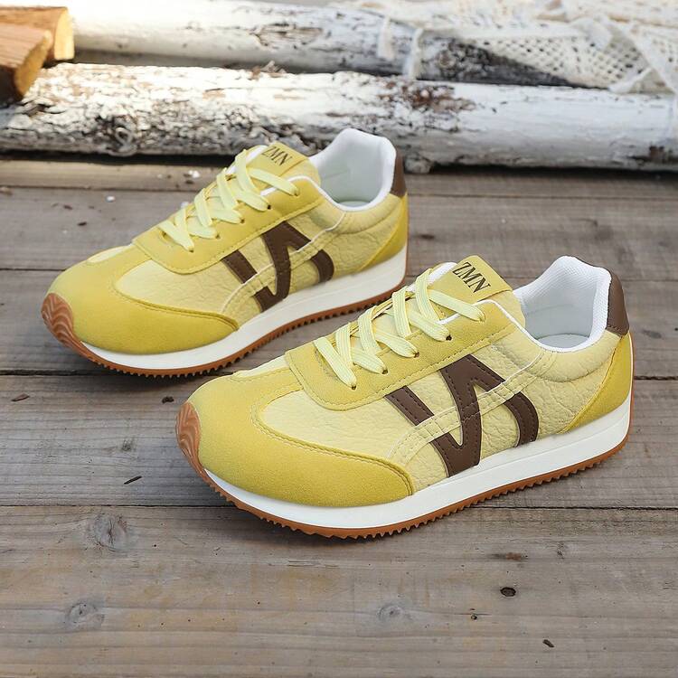 2025 Autumn Student Women's New Canvas Shoes, Internal Heightening, Thick Sole Retro Casual Sneakers - Yellow - View 12