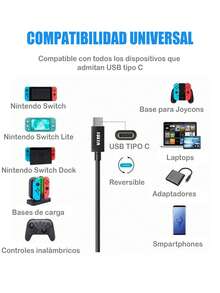 Cargador Compatible Con Switch Lite Y Tabletas - Negro - Ver 8