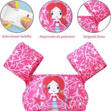 Acokt Chaleco Salvavidas de Natación para Ni?os con Mangas, Chaqueta de Natación con Correa Ajustable de Dibujos Animados, Flotadores de Piscina para Ni?os, Chaleco Salv para 30-55 Libras Ni?os - Sirena Rosa - Ver 4