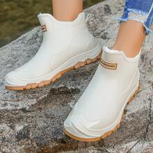 1 Pair Soft White Boots With Thermal Lining For Teenagers, Fashionable Short Shaft Comfortable Casual Outdoor Thick Sole Shoes For Autumn/Winter - White - View 2