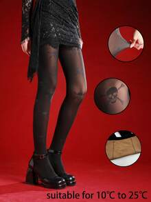 1 Pair Women's Basic Solid Black High Elasticity Fishnet Tights - Black - View 14