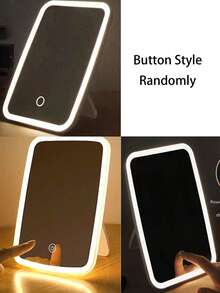 1个带前置灯的LED化妆镜，3种照明模式，可充电，现代风格，内置电池，触控操作，便携可折叠，旅行化妆镜，赠品，旅行，平价好物，旅行必备 - 白色 - 查看 11