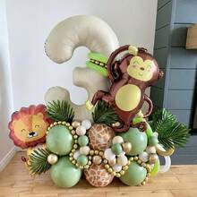 Digital Animal Balloon Column, 0-9 Jungle Wildlife Park Birthday Balloons, Suitable For Animal Balloon Decoration, Happy Birthday, Parties, Weddings, Birthday Party Decoration, Halloween, Christmas, Valentine's Day Decoration