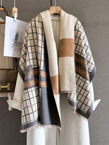 1pc 2025 Autumn/Winter New Plaid Horse Jacquard Scarf For Women, Office Shawl, High-End Versatile Warm Neck Wrap - Multicolor - View 4