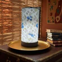 1 Peça Cúpula de Tecido com Padrão de Margarida Azul Alimentada por USB com Base de Madeira, 3 Cores de Luz Ajustáveis, Controle por Botão, Adequada para Quarto, Sala de Estar, Dormitório, Banheiro para Criar Atmosfera Aconchegante, Ótimo para Feriados, Volta às Aulas, Presentes de Aniversário