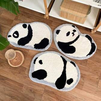 1pc Cute Cartoon Panda Bathroom Mat, Soft Plush Non-Slip Shower Rug, Bathroom Decor Carpet, Available In Multiple Sizes, Suitable For Living Room/Dining Room/Kitchen/Bedroom
