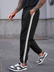 1pc Men's Loose Fit Casual Sweatpants, Suitable For Daily Commute, Sports Training, Running, Outdoor Activities, Fitness, Jogging, Exercise, Versatile Drawstring Ankle-Length Pants , Fall