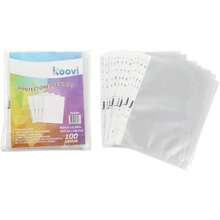Koovi| piezas de protector de hojas transparentes, protectores tamaño carta con 11 perforaciones ideales para carpeta, protege todos tus documentos de salpicaduras - 1 - Ver 2