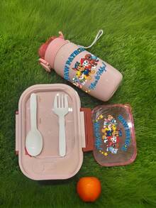 Paw Patrol 2 pièces/set Bouteille d'eau de sport en plastique et boîte à lunch Paw Patrol, personnage de dessin animé mignon 420 ml (14 oz), bleu, rose, jaune pour les activités extérieures, le camping, la conduite, les cadeaux d'anniversaire, les cadeaux de Noël, les passionnés de fitness hommes et femmes (certaines pièces peuvent être aléatoires)