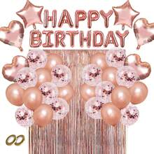 Globos de Cumpleaños 43pcs - Decoración de Cumpleaños Fiesta con Globos Metalicos Globos de Happy Birthday en Forma de Corazón/Estrella de Oro Rosa Globos Decoraciones para Fiesta globos navideños navidad Christmas oro rosa corazón y estrella decoración versátil para cumpleaños baby shower despedida reunión familiar y fiestas temáticas de invierno - verde - Ver 9