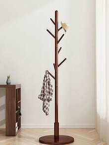 Perchero De Lujo Con Base Tipo Marmol Perchero de pie de madera maciza, perchero vertical simple para dormitorios, hogares y oficinas. Adecuado para tops de primavera y verano, - Negro - Ver 2