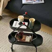 Mesa auxiliar con forma de árbol de Navidad de lujo, estantería de doble capa, mesa auxiliar pequeña y móvil, verde y negro, decoración del hogar, sala de estar, mesa lateral del sofá, mesita de noche, mesa de balcón, mini mesa de té con estantes dobles