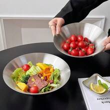 Złota, jednowarstwowa miska na zimny makaron/sałatkę ze stali nierdzewnej, w stylu koreańskim