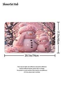 1/3/4 件圣诞快乐粉色雪人浴帘浴室套装，防水耐磨配件，带 12 个挂钩 - 包括马桶座套、浴垫和地毯 - 防滑涤纶面料 - 可水洗 - 非常适合节日装饰、家居/卧室/房屋/西方装饰， - 彩色 - 查看 9