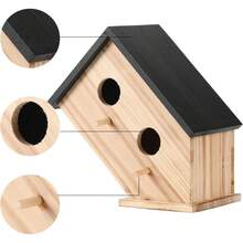 Bird House Outside-Wren Bird House Outdoor-Wooden Birdhouse Outdoors Hanging Bluebird House Cardinals Garden Viewing -2 Hole (Wooden, 1) - 木製的 - 查看 4