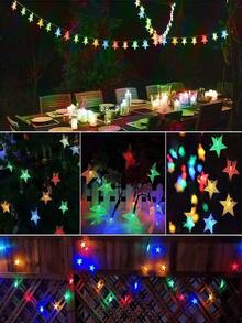 1 件太阳能户外 LED 灯串，20/50/100 LED 防水太阳能星灯串圣诞灯，8 种闪烁模式用于照明装饰，适用于楼梯、阳台、花园、庭院、栅栏和屋檐、节日派对、婚礼、万圣节、圣诞节、装饰灯（暖白/白色/彩色） - 紅白色 - 查看 10