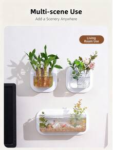1pc Multi-Functional Wall-Mounted/Hanging Plastic Decor - Creative Vase, Mini Office Fish Tank & Hanging Hydroponic Planter For Living Room Home Decoration Accent, Space-Saving Indoor Plant/ Aquarium Display