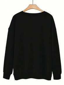 Loose-Fitting Round-Neck Fashion Women'S Clothing With Letter Print And Washed Short Sleeves,,,,,,Summer Outfits, Perfect For Parties, Women's Vacatio - 黑色 - 查看 2