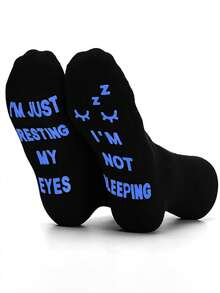 1 par de calcetines para hombres, NO ESTOY DURMIENDO, SOLO ESTOY DESCANSANDO LOS OJOS, Calcetines con agarre, Calcetines divertidos