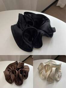 1pc/3pcs Elegant Satin Scrunchies With Ruffle Edges, Soft & Stretchy Hair Ties For Buns, Ponytails, Everyday Use