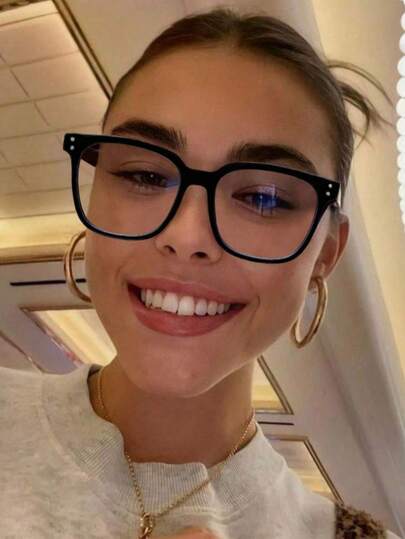 1 pièce Lunettes de mode classiques et polyvalentes, monture noire, style casual unisexe