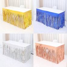 1 Stück 75*183cm geeignet für kleinen Esstisch Tischdecke, Einweg Aluminiumfolie Girlande Tischrock, geeignet für Geburtstags-Party, Hochzeit, Weihnachts Tischdekoration, Fröhliche Weihnachten