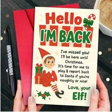 1/2pcs Festive Elf Card With "I'm Back, I Missed You" |Sweet Christmas Elf Greeting: I'm Back & Thinking Of You – Great For Holiday Wishes, Birthdays & Festive Decor|Christmas Elf Greeting Card: I'm Back & I Missed You – Perfect For Holidays, Parties, Wishes & Birthdays - Multicolor - View 6